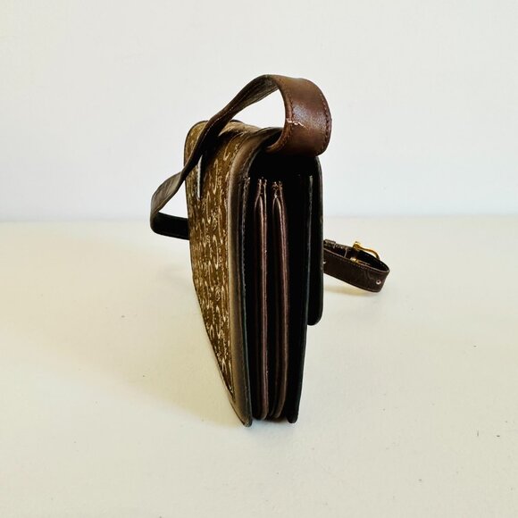 CELINE PARIS 2-WAY LEATHER AND CANVAS SIGNATURE MONO LOGO SHOULDER BAG VINTAGE - Picture 2 of 10